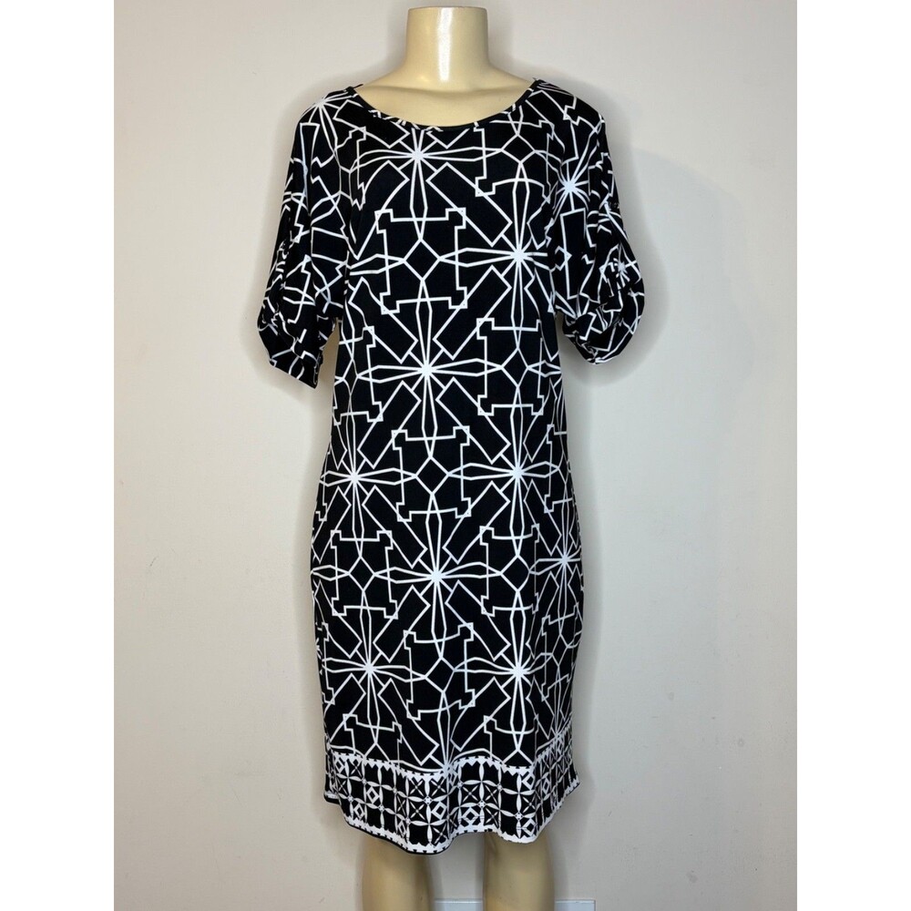 Haani Women's Black & White Polyester Blend Dress Size M